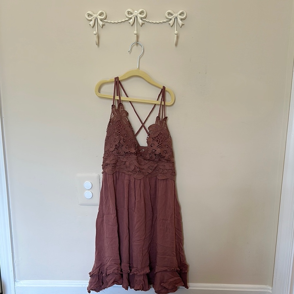 Women’s Lace-Trim Sleep Chemise in Dusty Rose